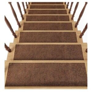Euro Stair Treads Set of 13 Skid Slip Resistant Chocolate Brown 7”x24” NEW (S4)